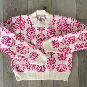Merci Cream and Pink Floral Women's Sweater
